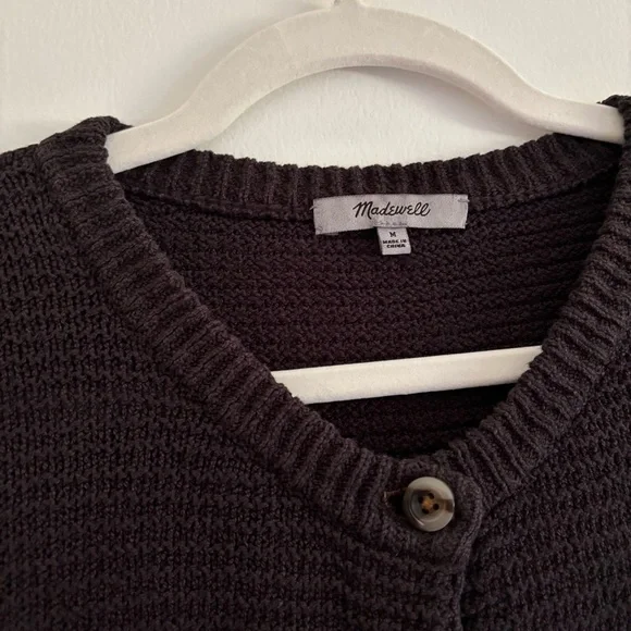 Madewell Cardigan Sweater Cotton Blend Crop Buttoned Dark Gray Size M - Picture 3 of 7